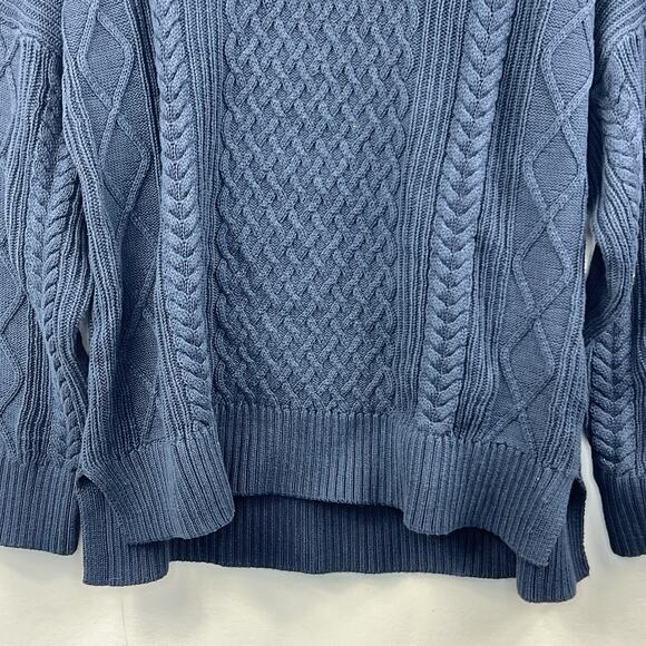 J.Crew Navy Blue Fisherman Sweater Size M Cotton Cable Knit Mockneck NWT - Picture 5 of 11